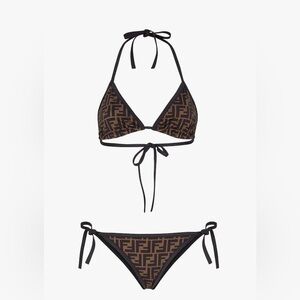 Fendi Lycra FF logo brown bikini NWT